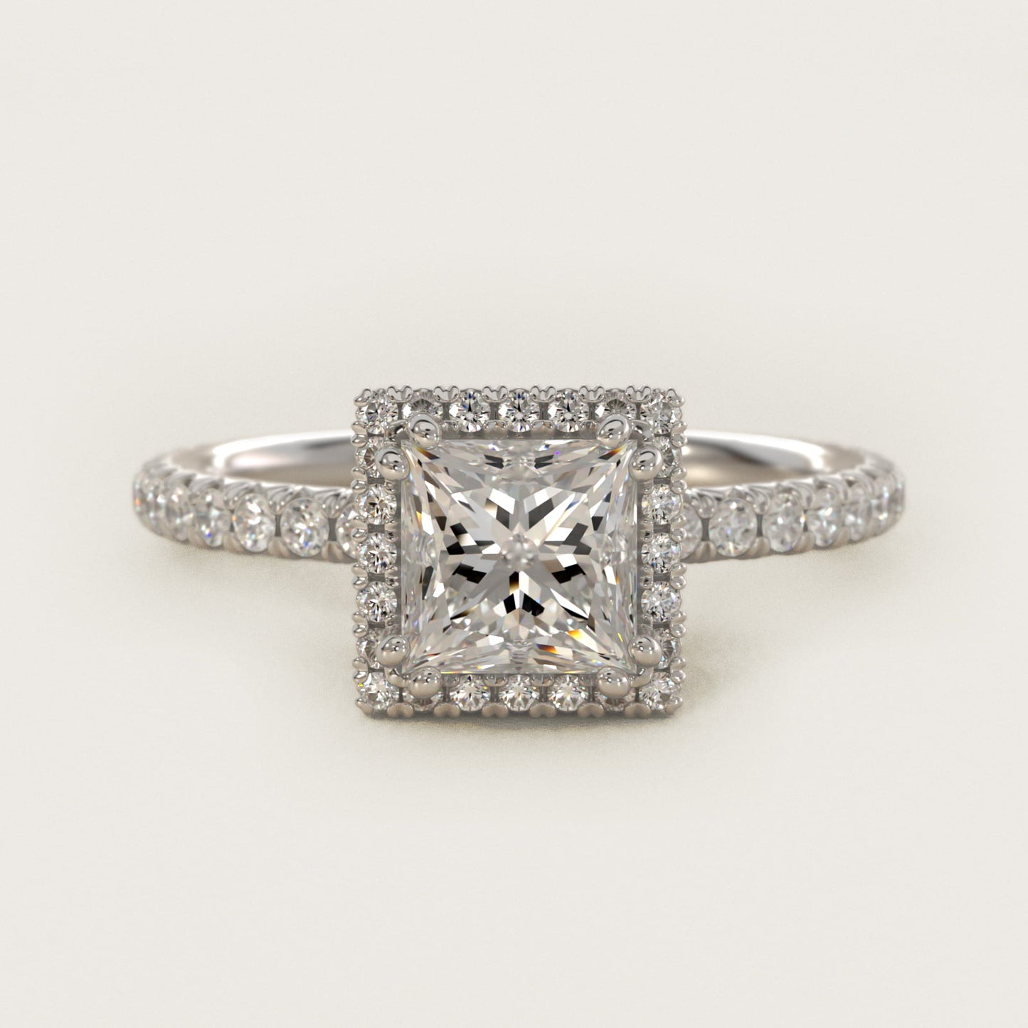 Blue Nile Studio Heiress Halo Diamond Engagement Ring in 14K White Gold - Princess Center