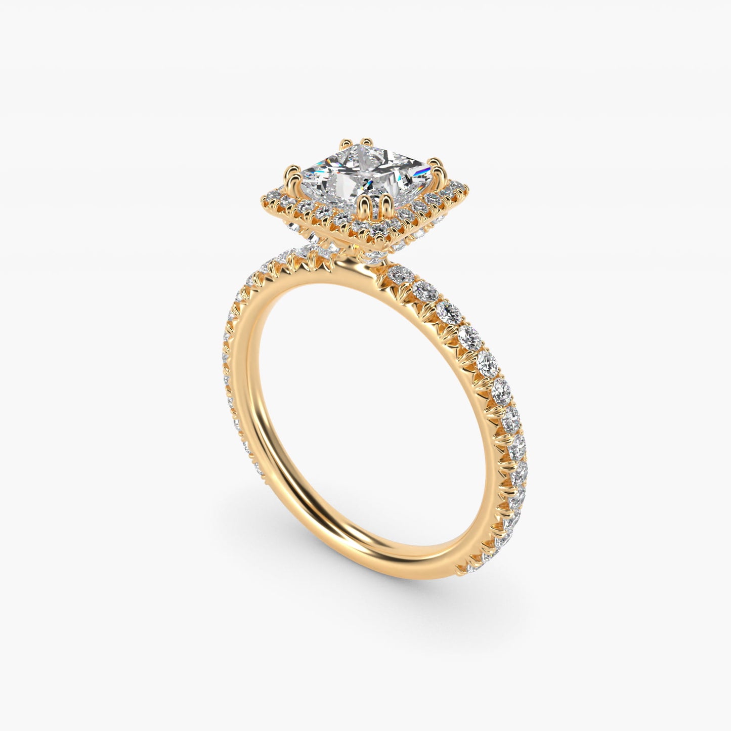 Blue Nile Studio Heiress Halo Diamond Engagement Ring in 14K Yellow Gold - Princess Center