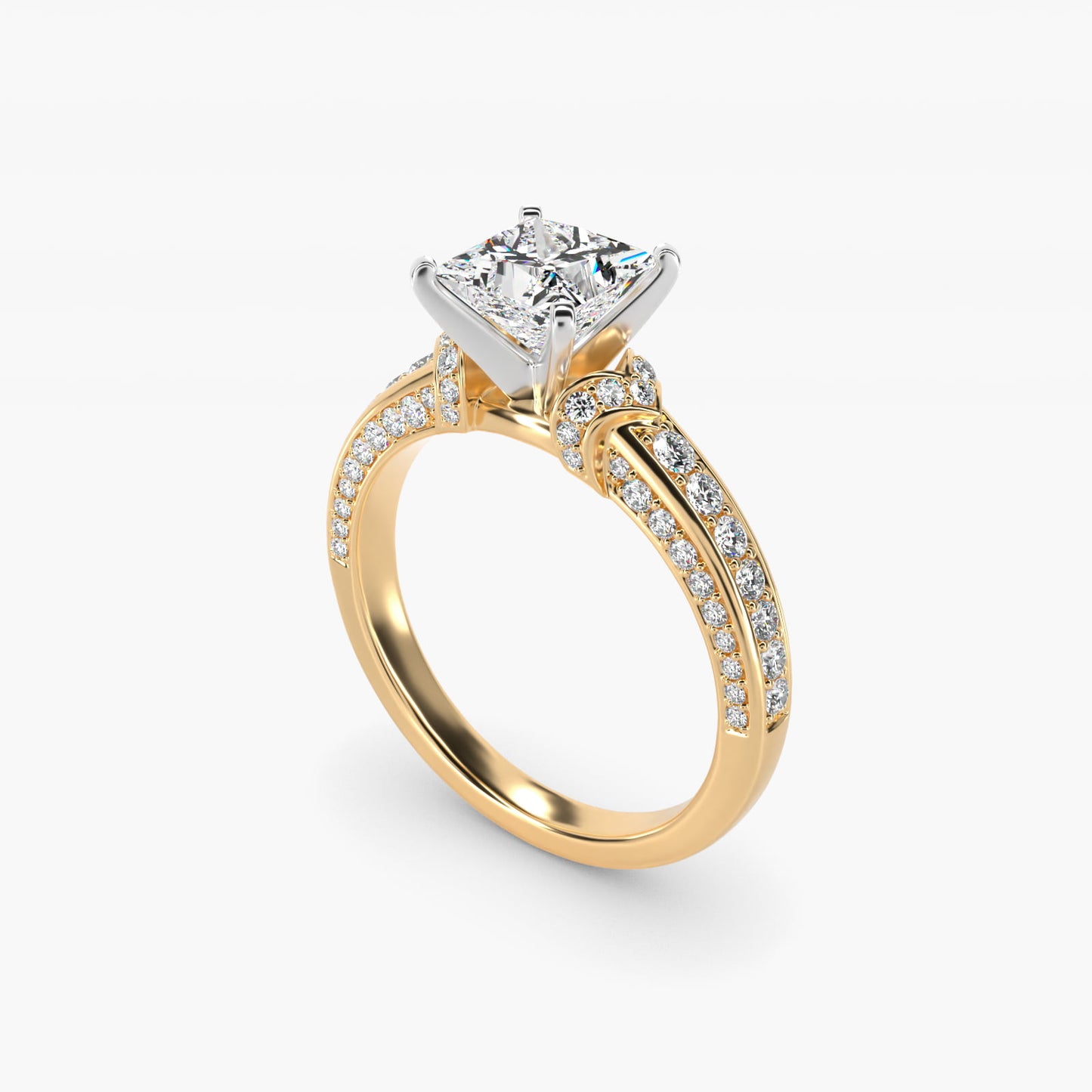 Blue Nile Studio Imperial MicropavŽ Diamond Engagement Ring in 14K Yellow Gold (3/8 ct. tw.) - Princess Center