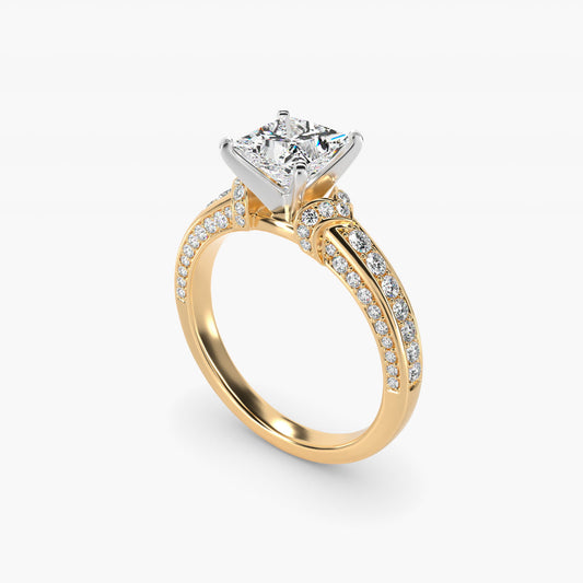 Blue Nile Studio Imperial MicropavŽ Diamond Engagement Ring in 14K Yellow Gold (3/8 ct. tw.) - Princess Center