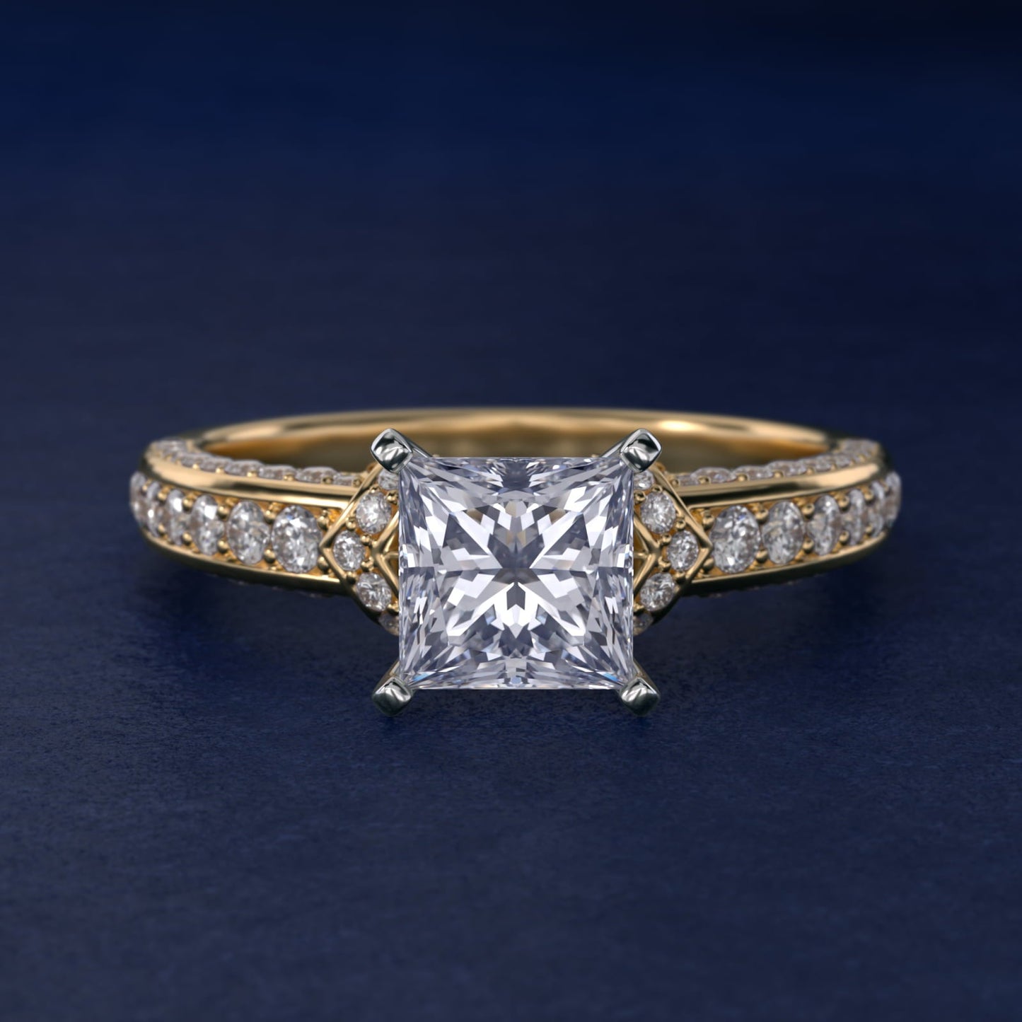 Blue Nile Studio Imperial Micropav? Diamond Engagement Ring in 18k Yellow Gold (3/8 ct. tw.) - Princess Center