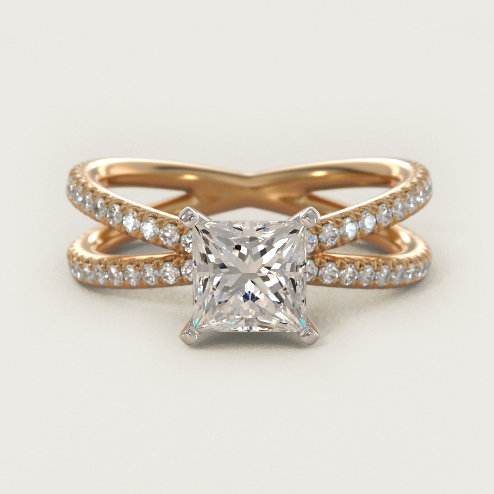 Blue Nile Studio Empress Diamond Engagement Ring in 18k Yellow Gold (1/3 ct. tw.) - Princess Center