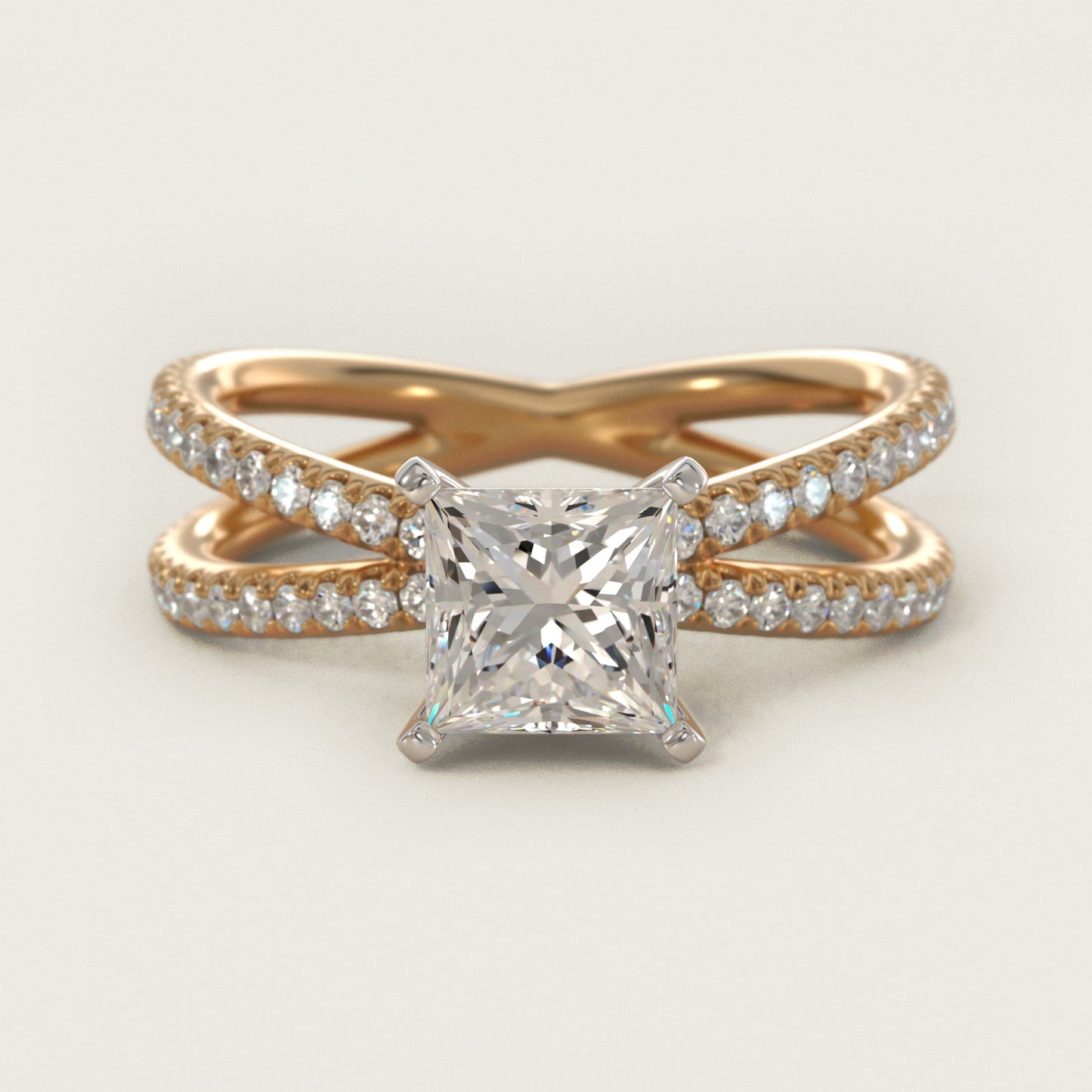 Blue Nile Studio Empress Diamond Engagement Ring in 14K Yellow Gold (1/3 ct. tw.) - Princess Center