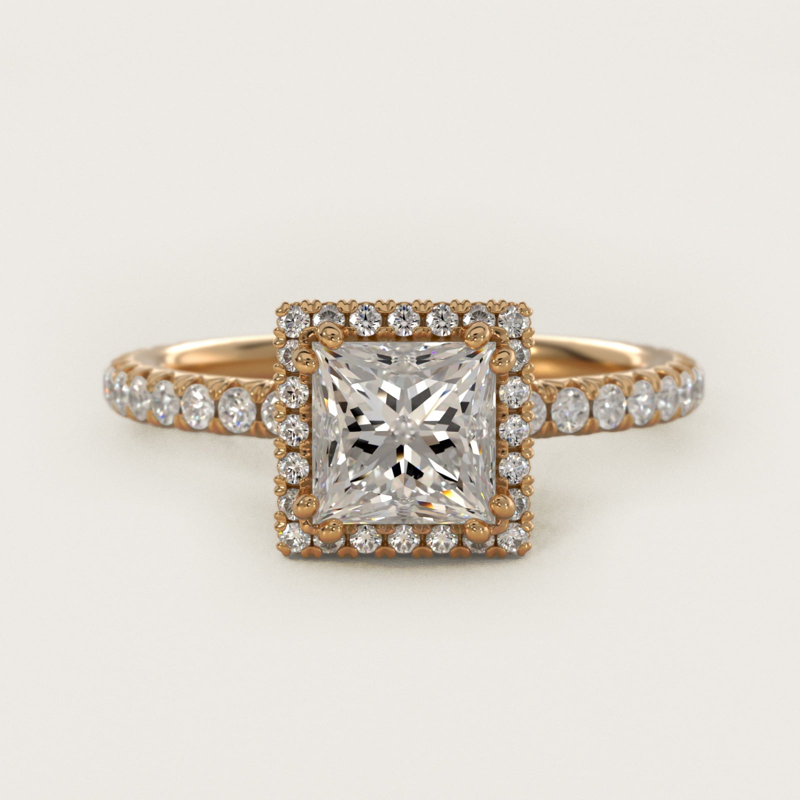 Blue Nile Studio Heiress Halo Diamond Engagement Ring in 14K Yellow Gold - Princess Center
