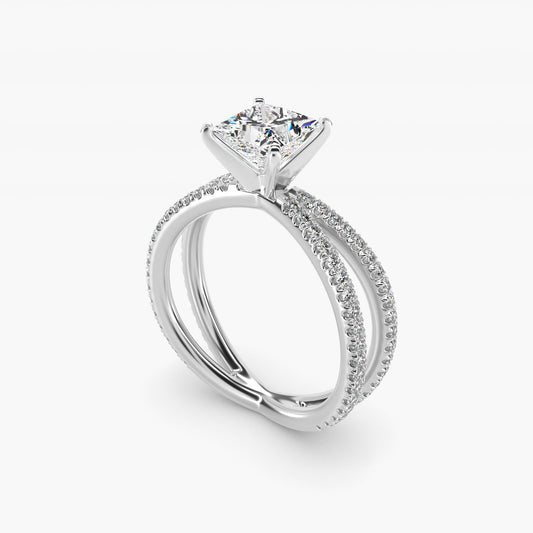 Blue Nile Studio Empress Diamond Engagement Ring in Platinum (1/3 ct. tw.) - Princess Center
