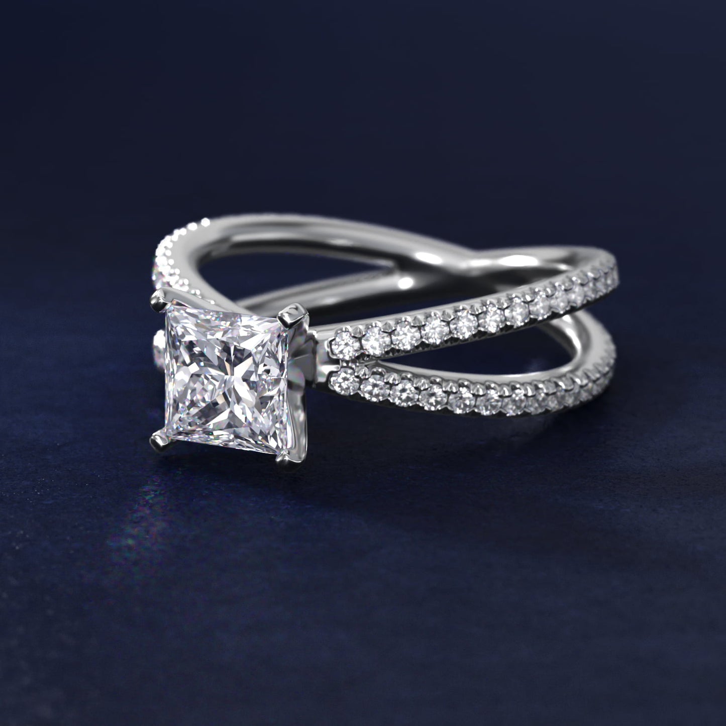 Blue Nile Studio Empress Diamond Engagement Ring in Platinum (1/3 ct. tw.) - Princess Center