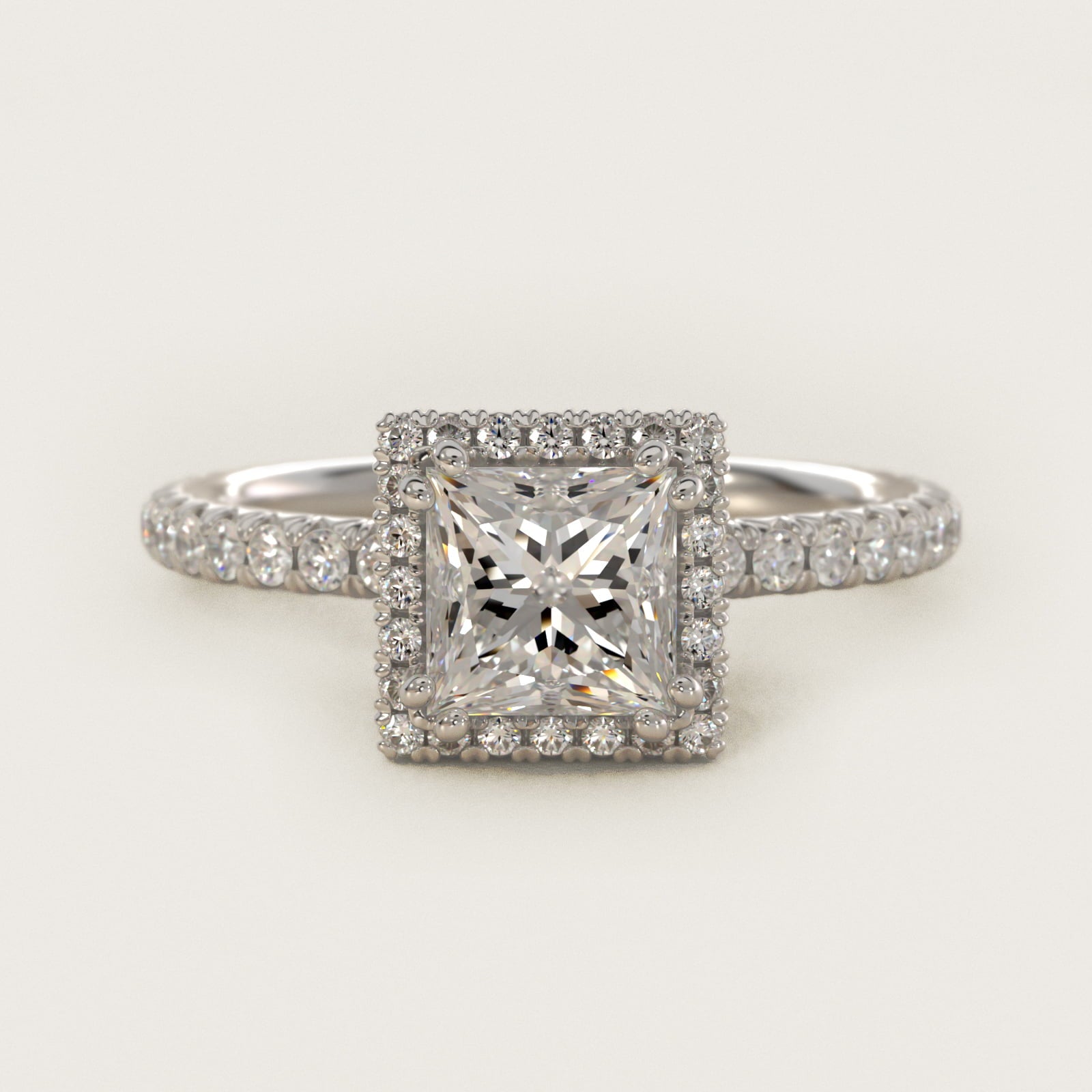 Blue Nile Studio Heiress Halo Diamond Engagement Ring in Platinum (3/8 ct. tw.) - Princess Center