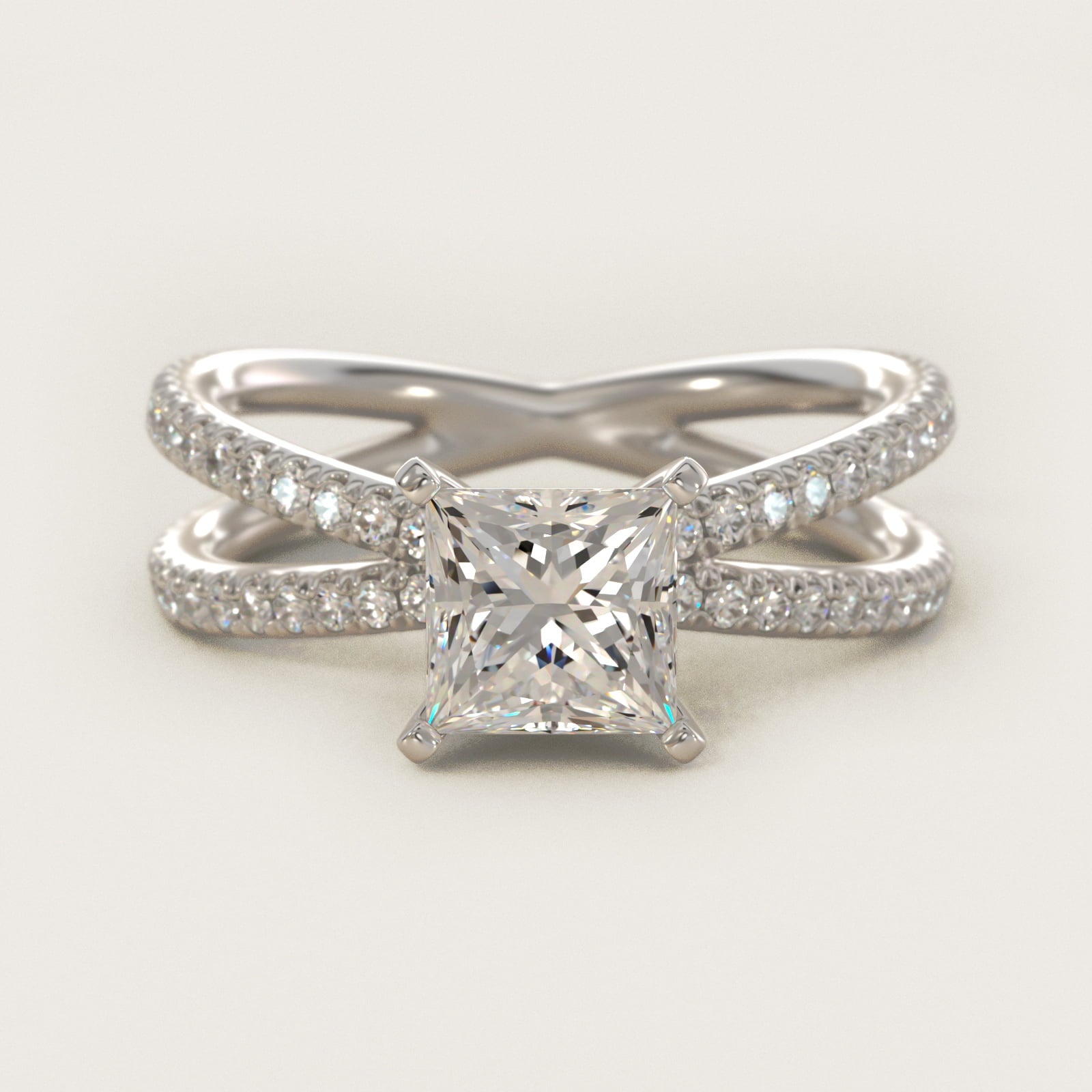 Blue Nile Studio Empress Diamond Engagement Ring in Platinum (1/3 ct. tw.) - Princess Center