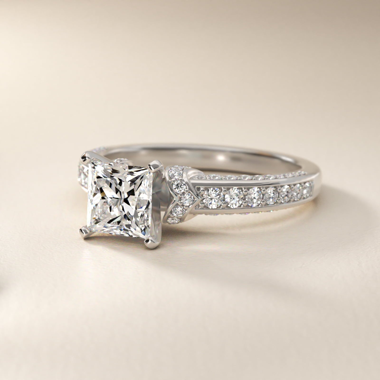 Blue Nile Studio Imperial Micropav? Diamond Engagement Ring in Platinum (3/8 ct. tw.) - Princess Center