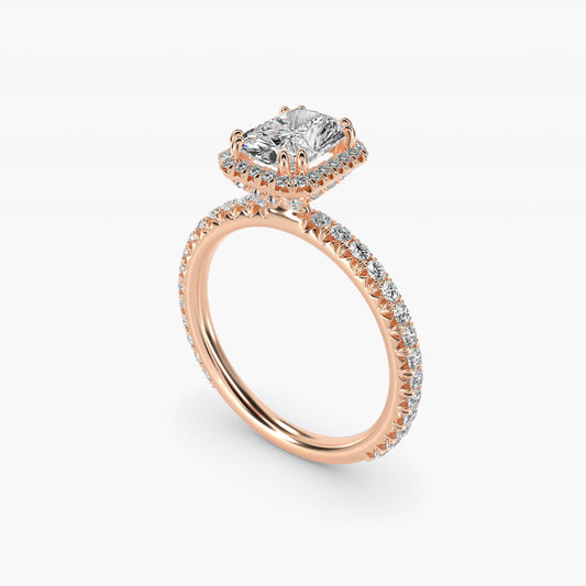 Blue Nile Studio Heiress Halo Diamond Engagement Ring in 18k Rose Gold - Radiant Center