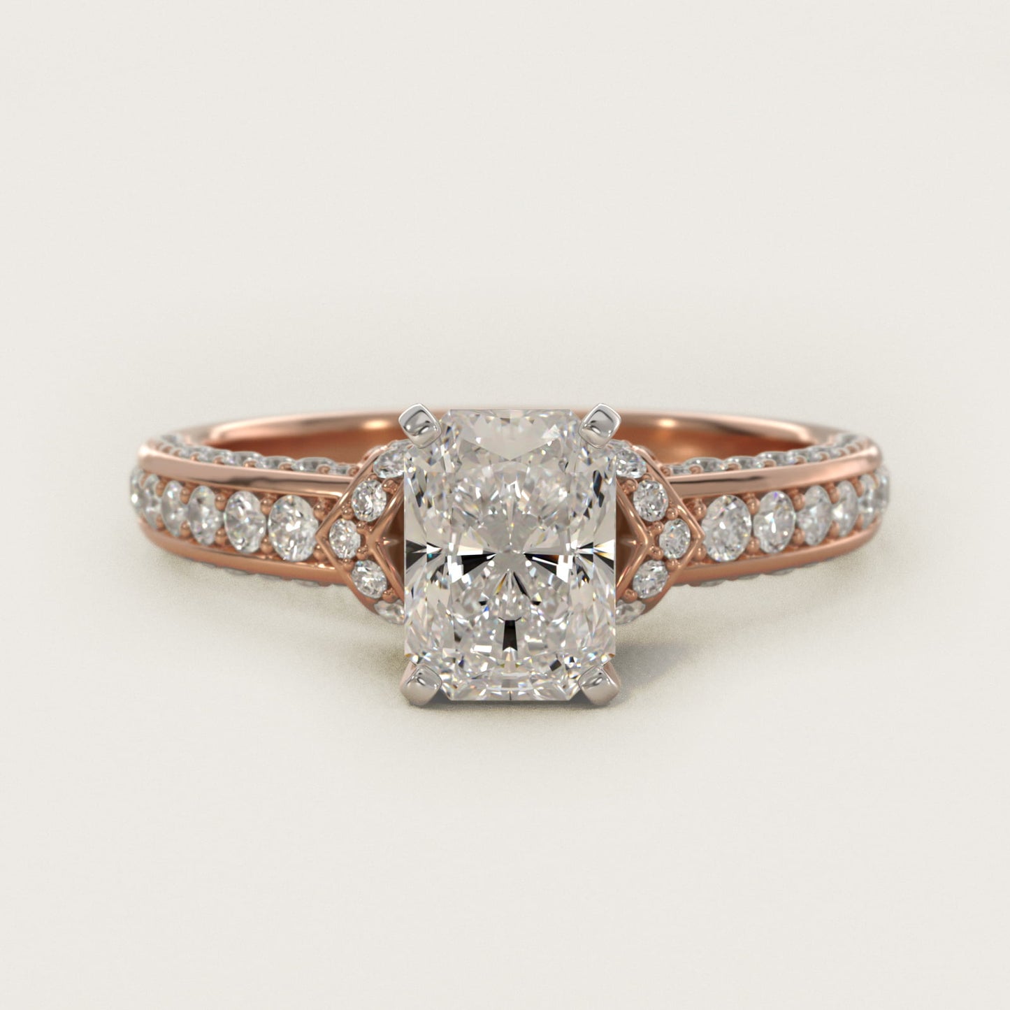Blue Nile Studio Imperial MicropavŽ Diamond Engagement Ring in 14k Rose Gold (3/8 ct. tw.) - Radiant Center
