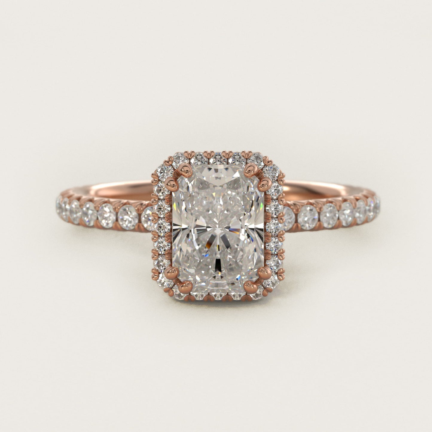 Blue Nile Studio Heiress Halo Diamond Engagement Ring in 14k Rose Gold - Radiant Center