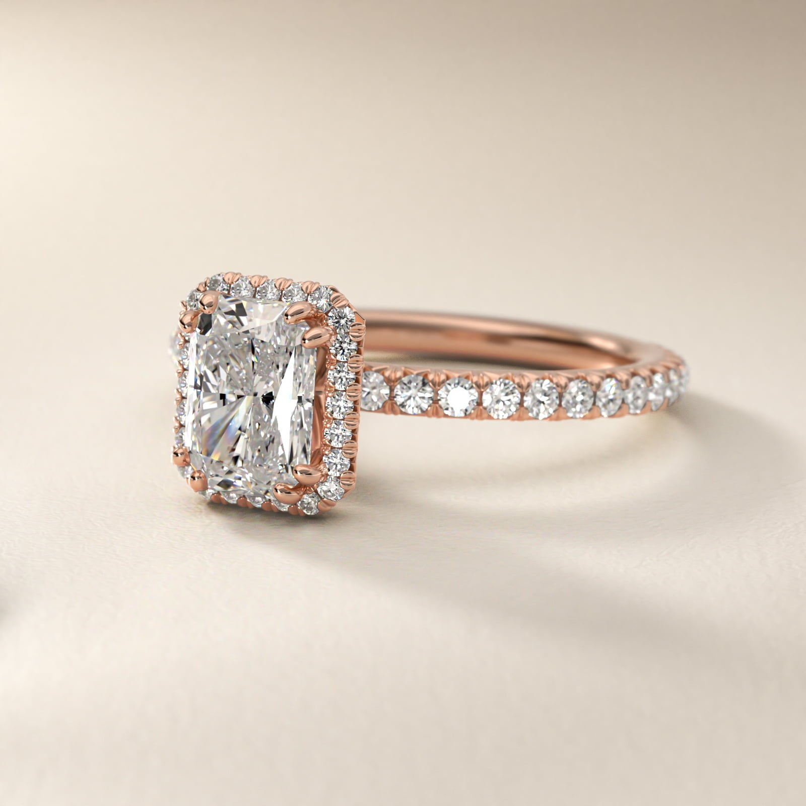 Blue Nile Studio Heiress Halo Diamond Engagement Ring in 14k Rose Gold - Radiant Center