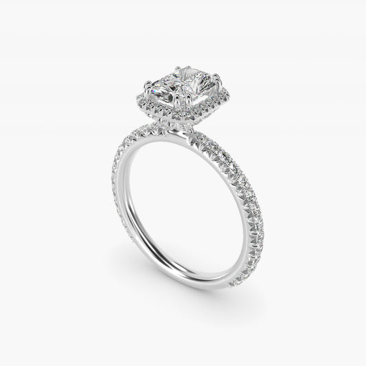 Blue Nile Studio Heiress Halo Diamond Engagement Ring in 14K White Gold - Radiant Center