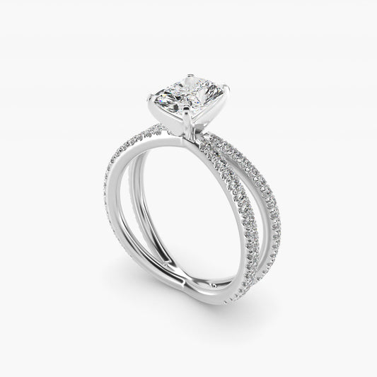 Blue Nile Studio Empress Diamond Engagement Ring in 14k White Gold (1/3 ct. tw.) - Radiant Center