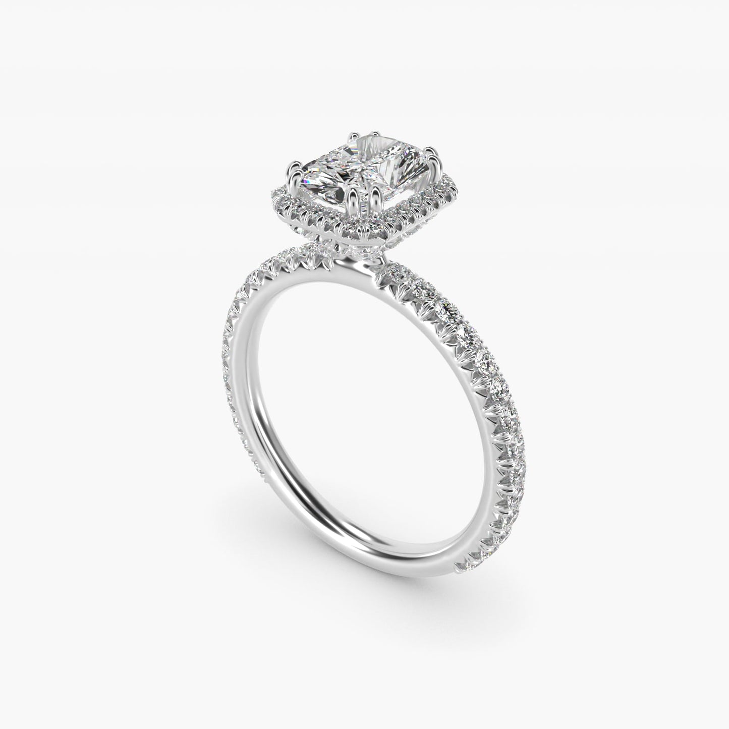 Blue Nile Studio Imperial Micropav? Diamond Engagement Ring in 18k White Gold (3/8 ct. tw.) - Radiant Center