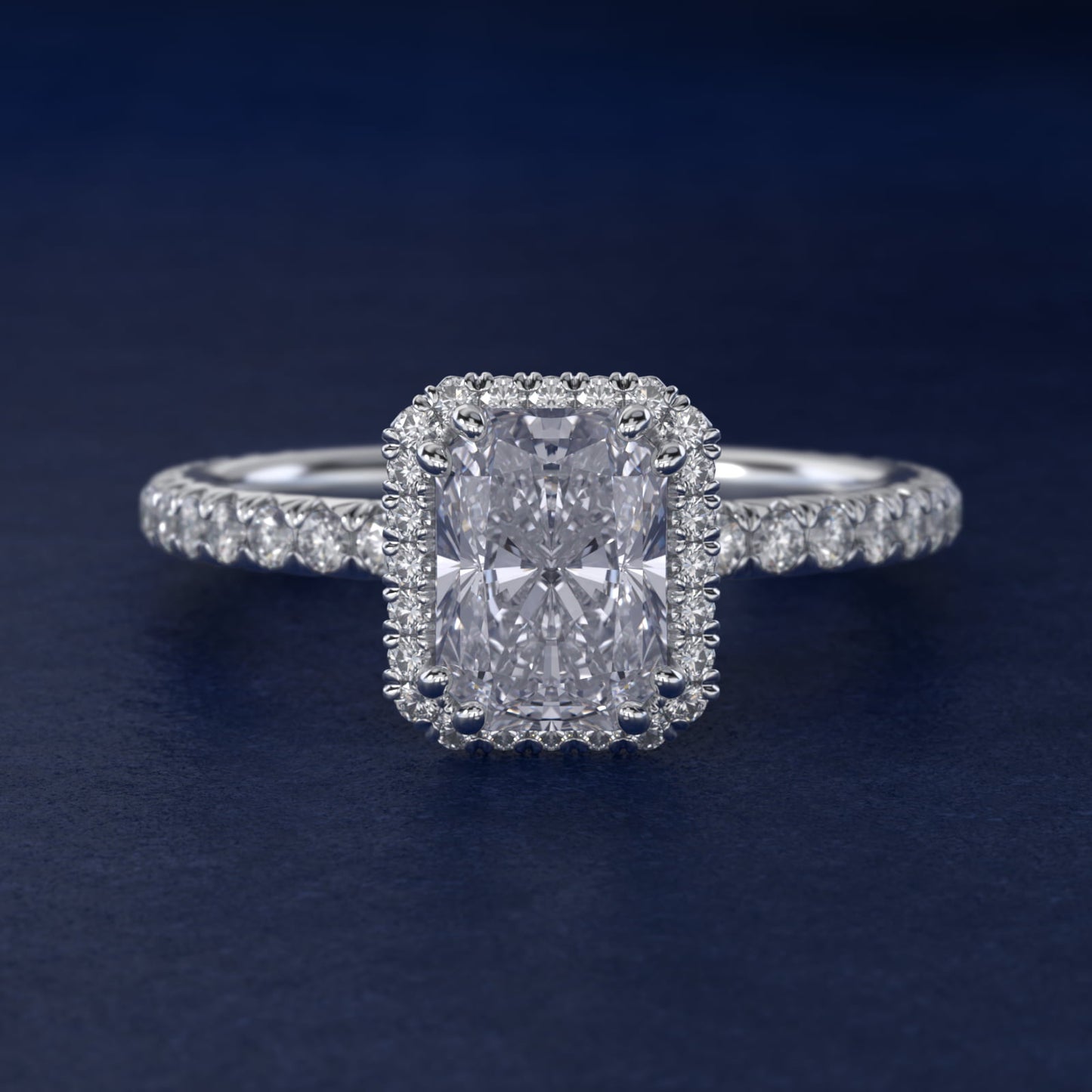 Blue Nile Studio Heiress Halo Diamond Engagement Ring in 18k White Gold - Radiant Center