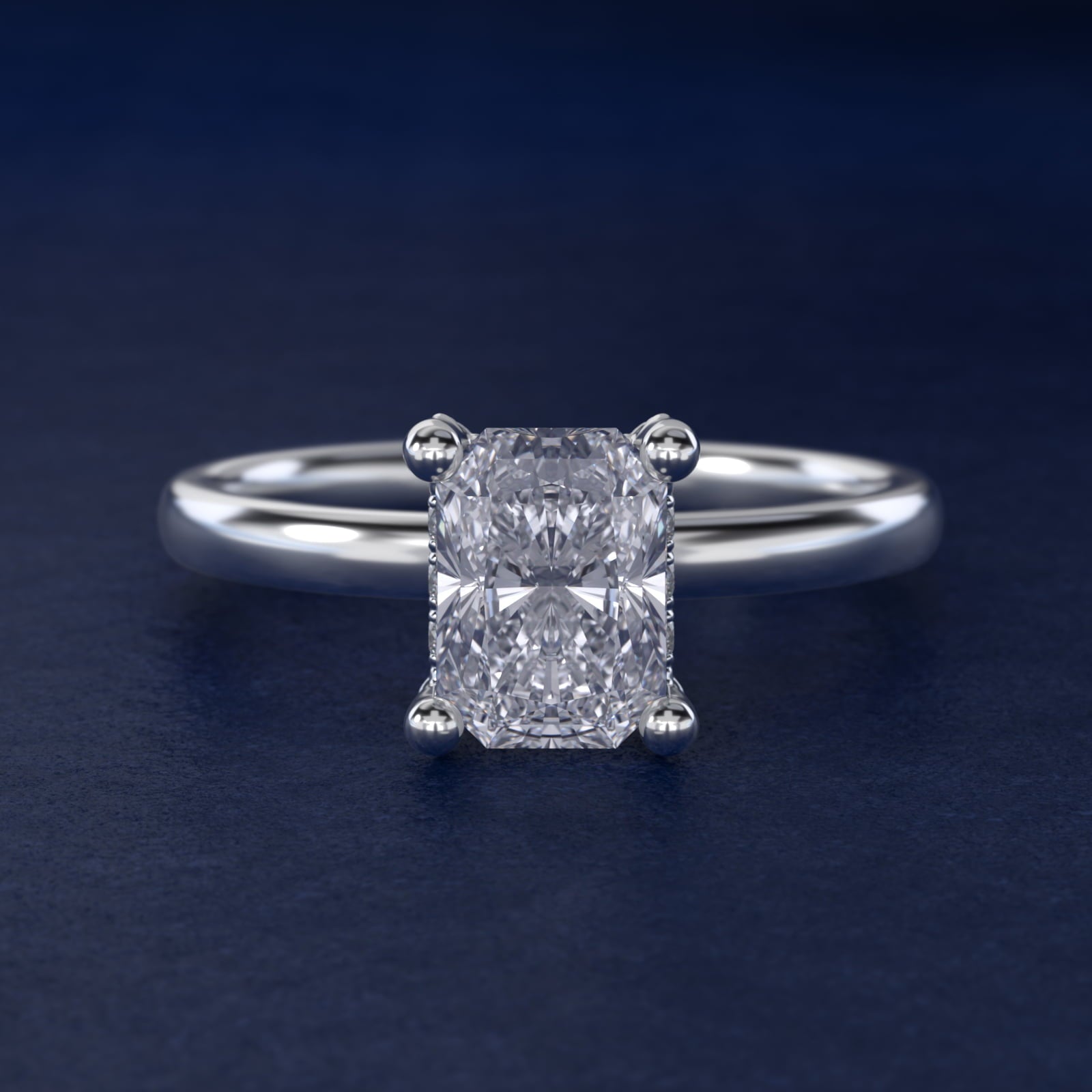 Blue Nile Studio French PavŽ Diamond Crown Solitaire Engagement Ring in 14k White Gold (1/6 ct. tw.) - Radiant Center