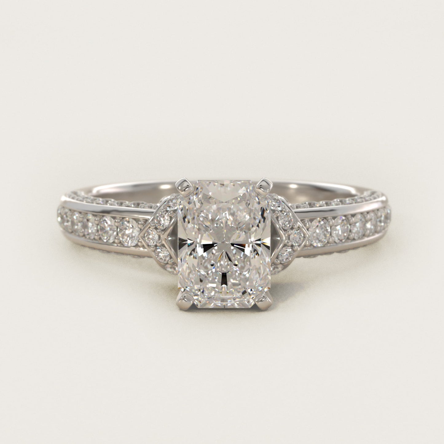 Blue Nile Studio Imperial MicropavŽ Diamond Engagement Ring in 14k White Gold (3/8 ct. tw.) - Radiant Center