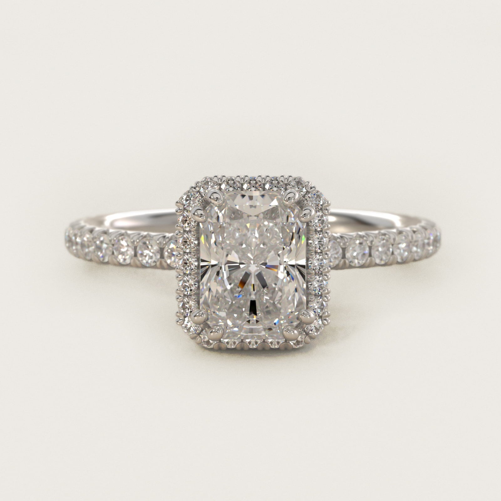 Blue Nile Studio Heiress Halo Diamond Engagement Ring in 14K White Gold - Radiant Center