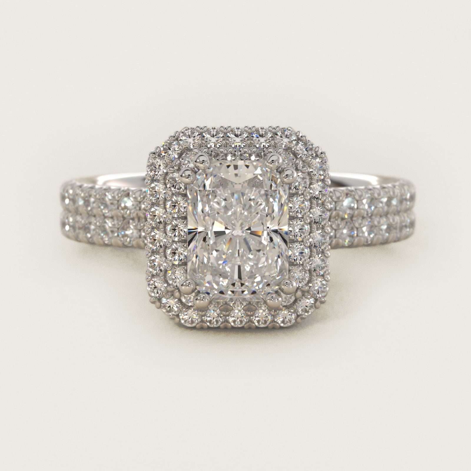 Blue Nile Studio Imperial Micropav? Diamond Engagement Ring in 18k White Gold (3/8 ct. tw.) - Radiant Center
