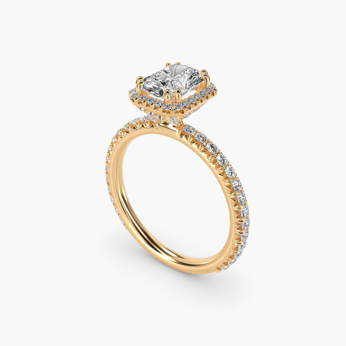 Blue Nile Studio Imperial Micropav? Diamond Engagement Ring in 18k Yellow Gold (3/8 ct. tw.) - Radiant Center