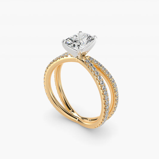 Blue Nile Studio Empress Diamond Engagement Ring in 18k Yellow Gold (1/3 ct. tw.) - Radiant Center
