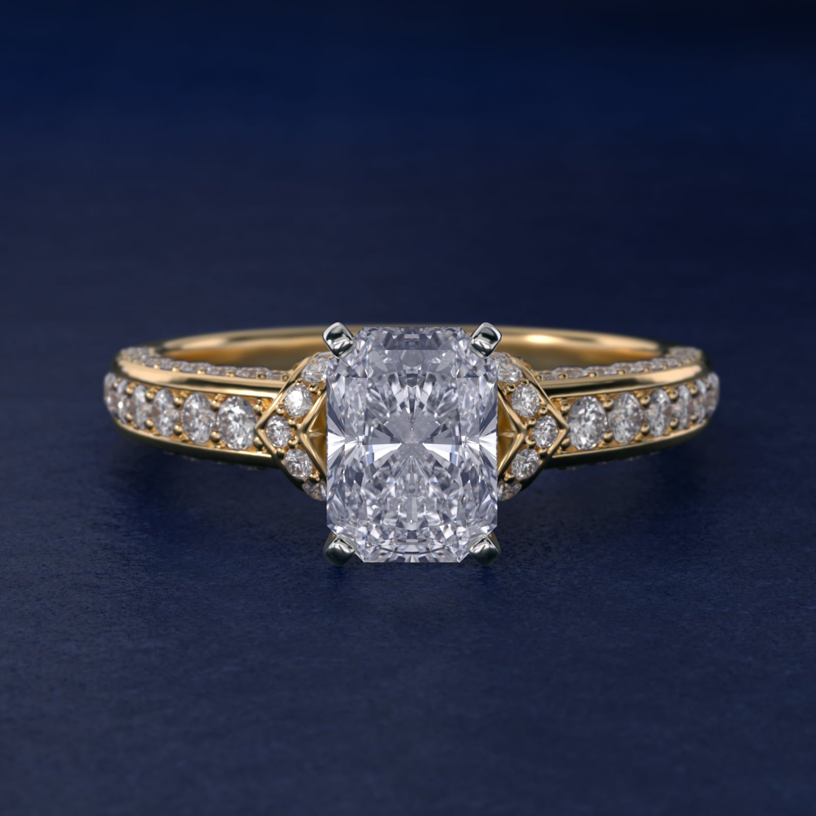 Blue Nile Studio Imperial Micropav? Diamond Engagement Ring in 18k Yellow Gold (3/8 ct. tw.) - Radiant Center