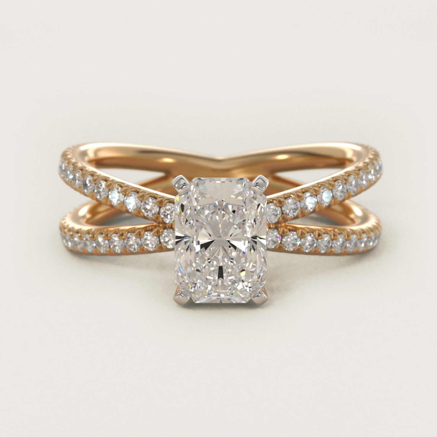 Blue Nile Studio Empress Diamond Engagement Ring in 14K Yellow Gold (1/3 ct. tw.) - Radiant Center