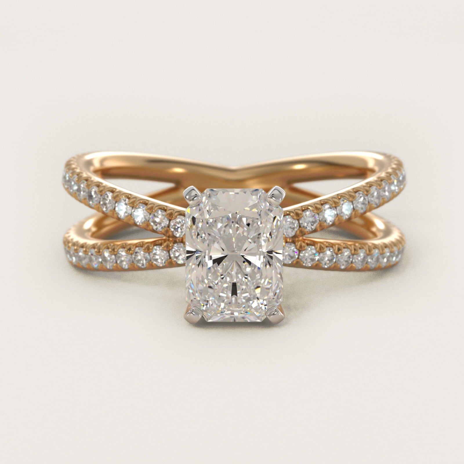 Blue Nile Studio Empress Diamond Engagement Ring in 18k Yellow Gold (1/3 ct. tw.) - Radiant Center