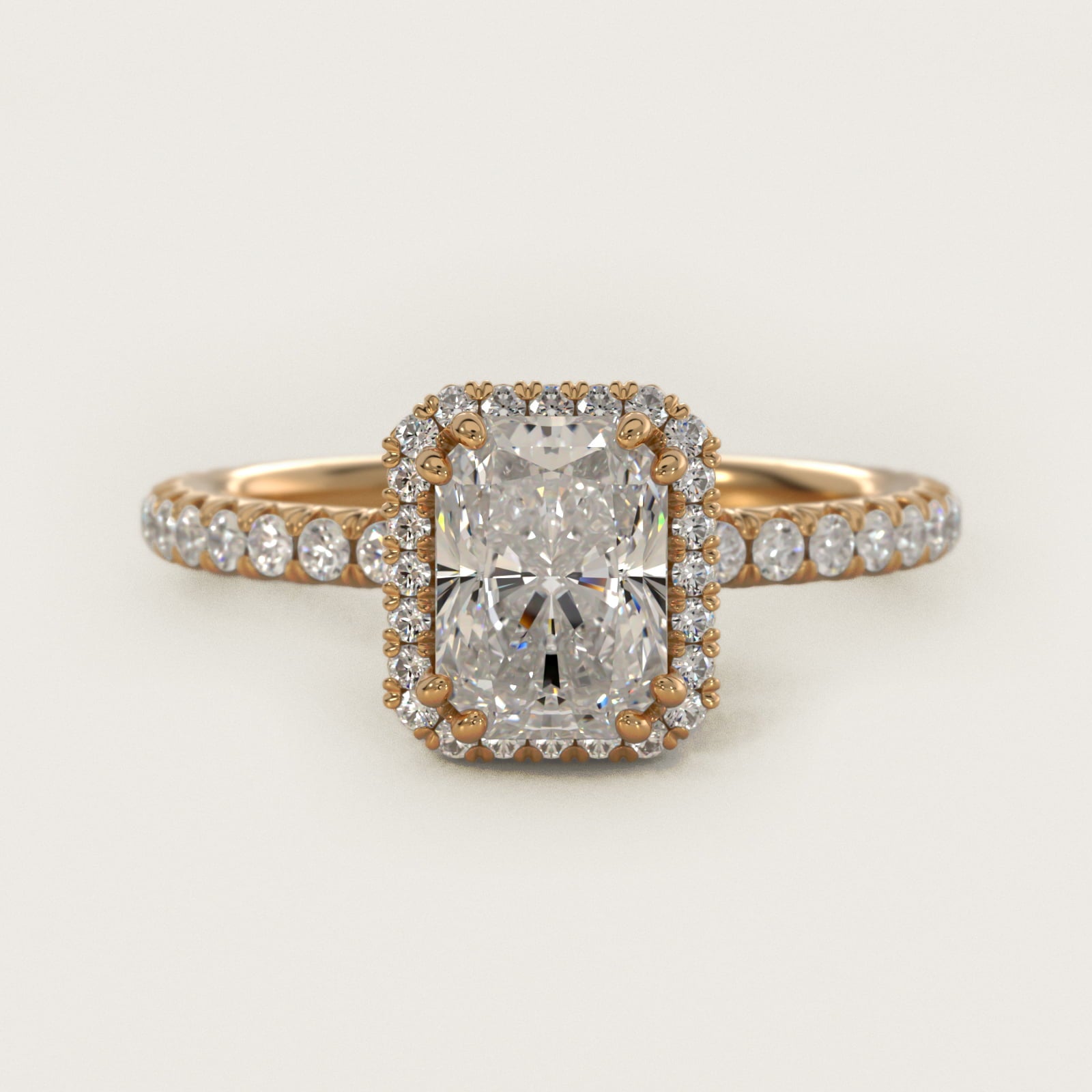 Blue Nile Studio Heiress Halo Diamond Engagement Ring in 14K Yellow Gold - Radiant Center
