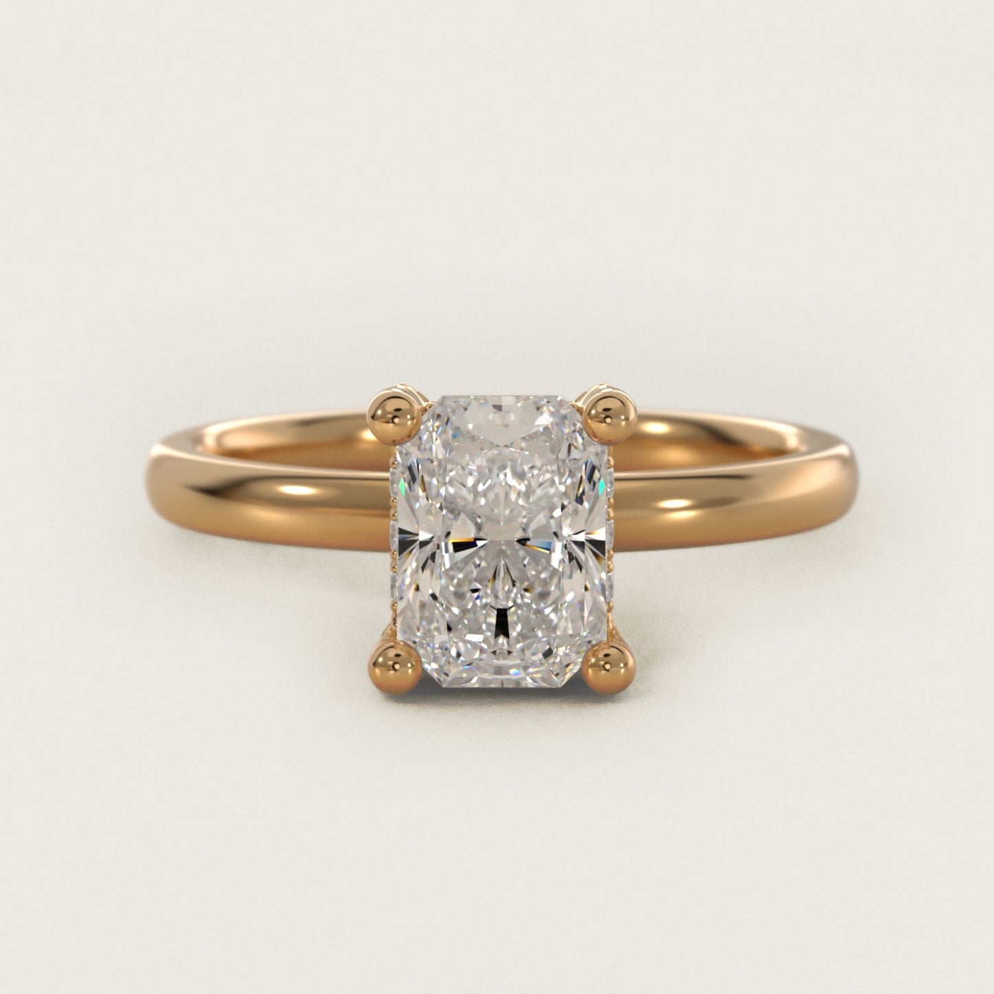 Blue Nile Studio French PavŽ Diamond Crown Solitaire Engagement Ring in 14K Yellow Gold (1/6 ct. tw.) - Radiant Center