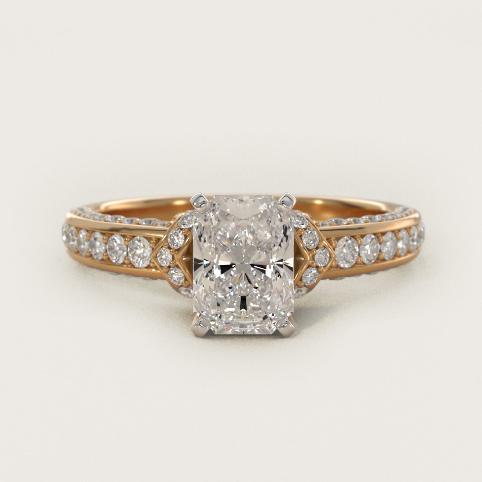 Blue Nile Studio Imperial MicropavŽ Diamond Engagement Ring in 14K Yellow Gold (3/8 ct. tw.) - Radiant Center