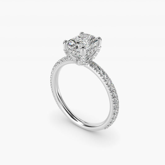Blue Nile Studio Petite French PavŽ Crown Diamond Engagement Ring in Platinum (1/3 ct. tw.) - Radiant Center