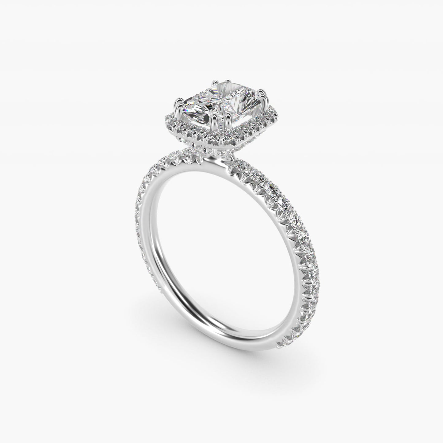 Blue Nile Studio Heiress Halo Diamond Engagement Ring in Platinum (3/8 ct. tw.) - Radiant Center