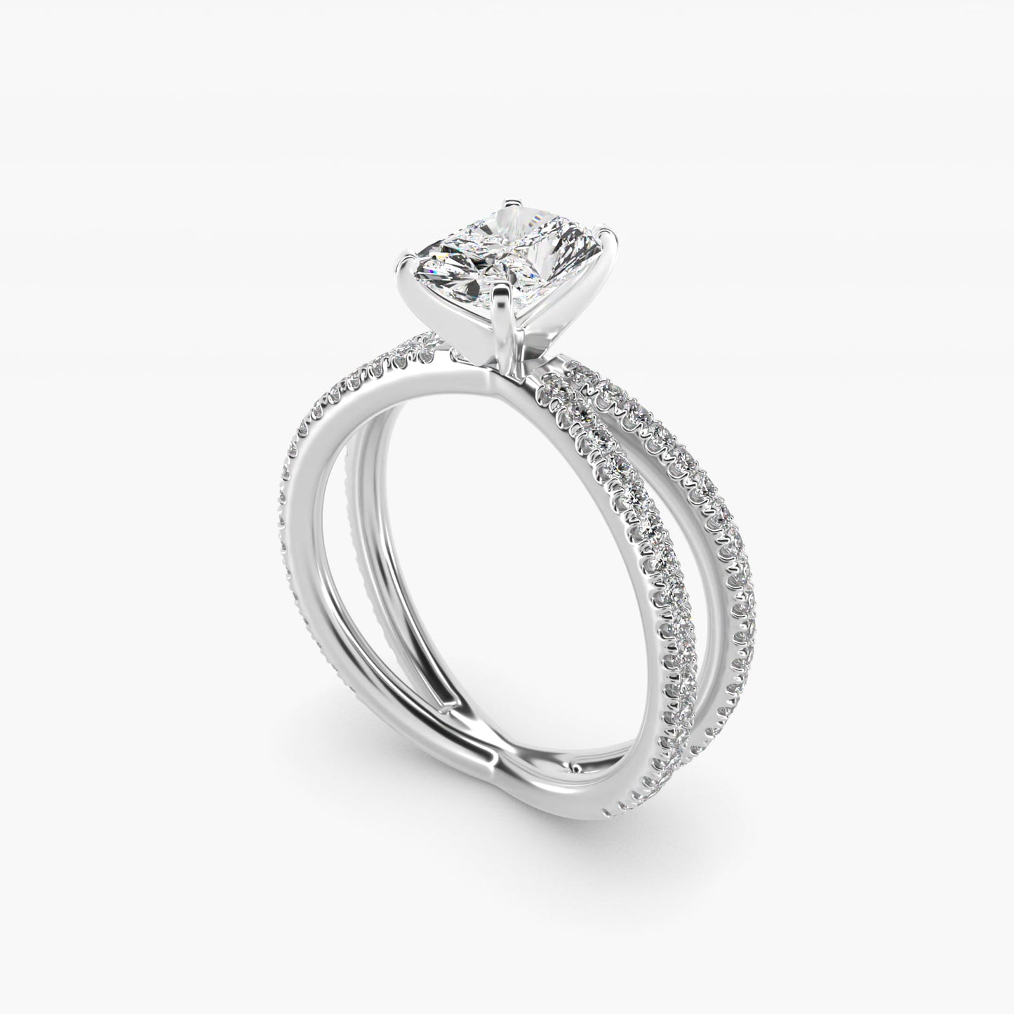 Blue Nile Studio Empress Diamond Engagement Ring in Platinum (1/3 ct. tw.) - Radiant Center