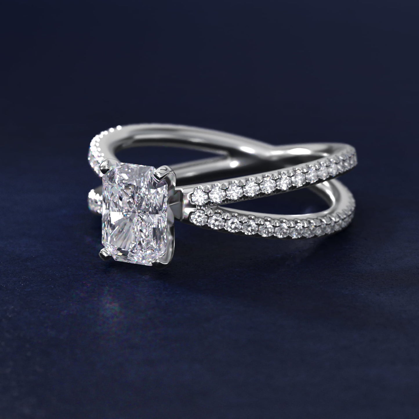 Blue Nile Studio Empress Diamond Engagement Ring in Platinum (1/3 ct. tw.) - Radiant Center