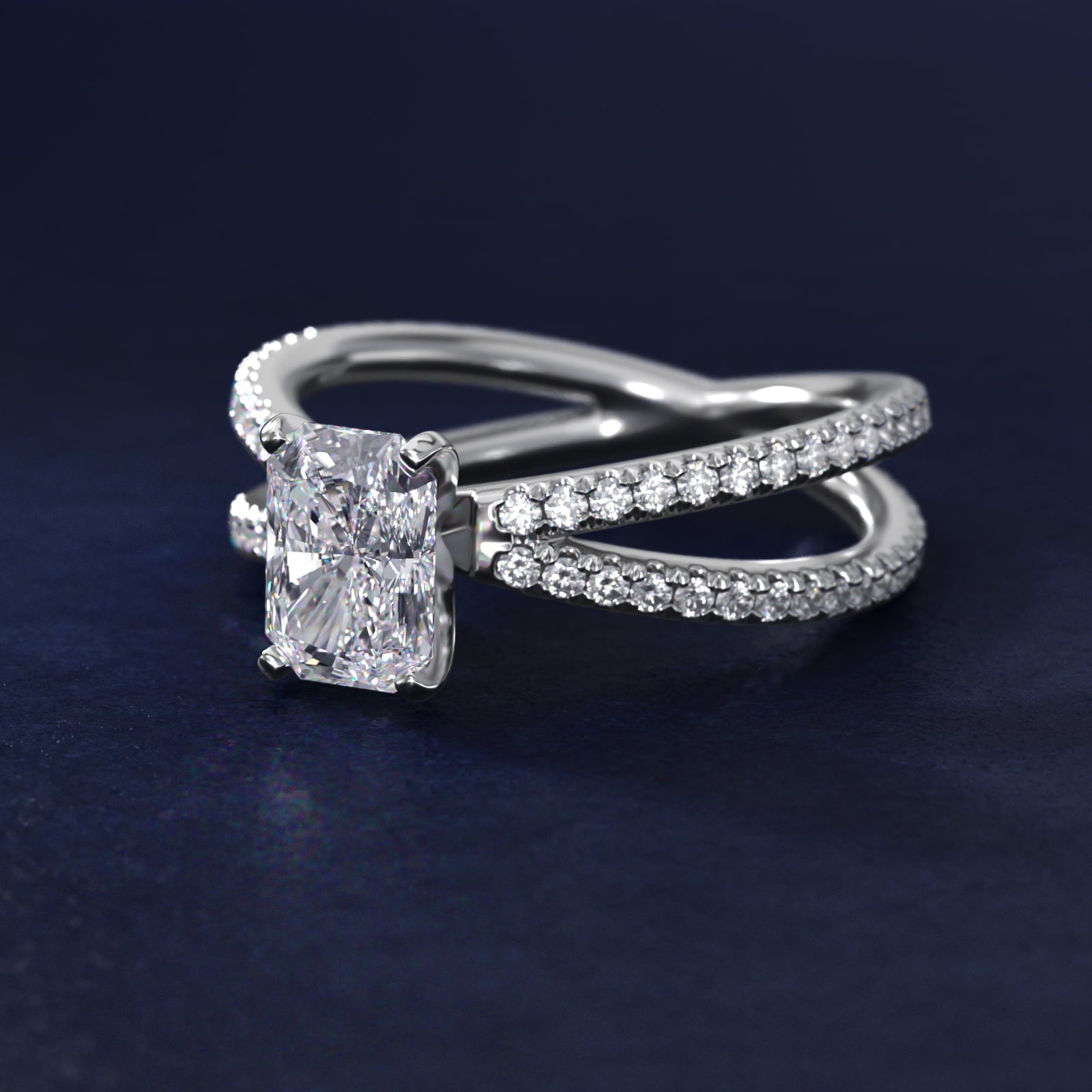 Blue Nile Studio Empress Diamond Engagement Ring in Platinum (1/3 ct. tw.) - Radiant Center