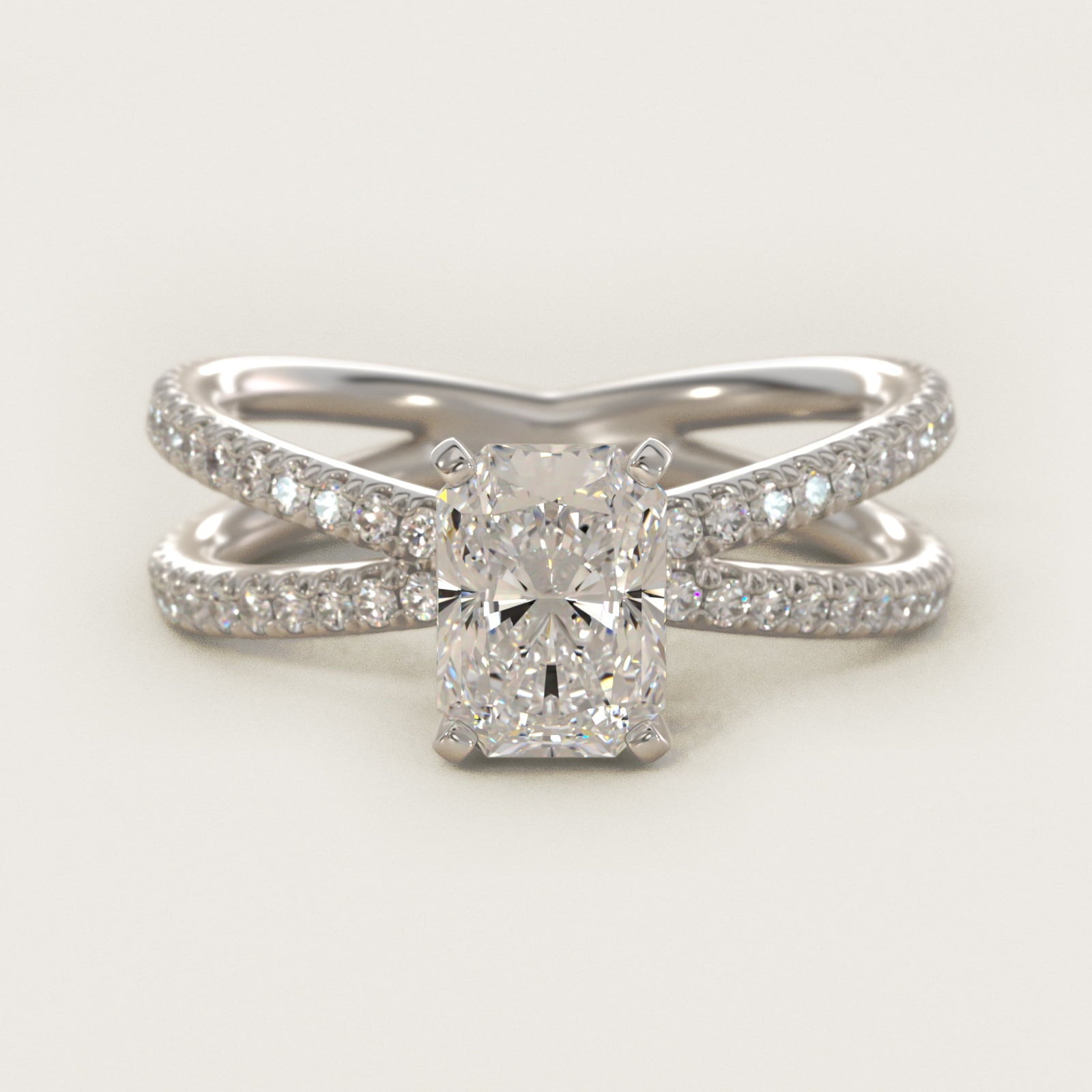 Blue Nile Studio Empress Diamond Engagement Ring in Platinum (1/3 ct. tw.) - Radiant Center