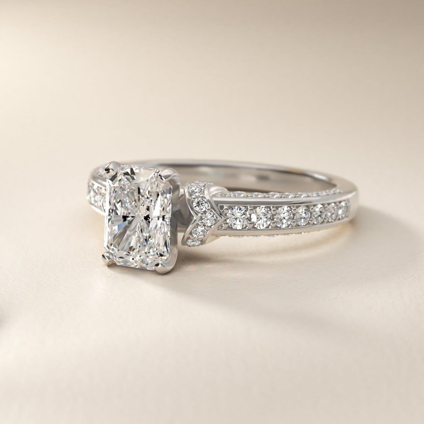 Blue Nile Studio Imperial Micropav? Diamond Engagement Ring in Platinum (3/8 ct. tw.) - Radiant Center