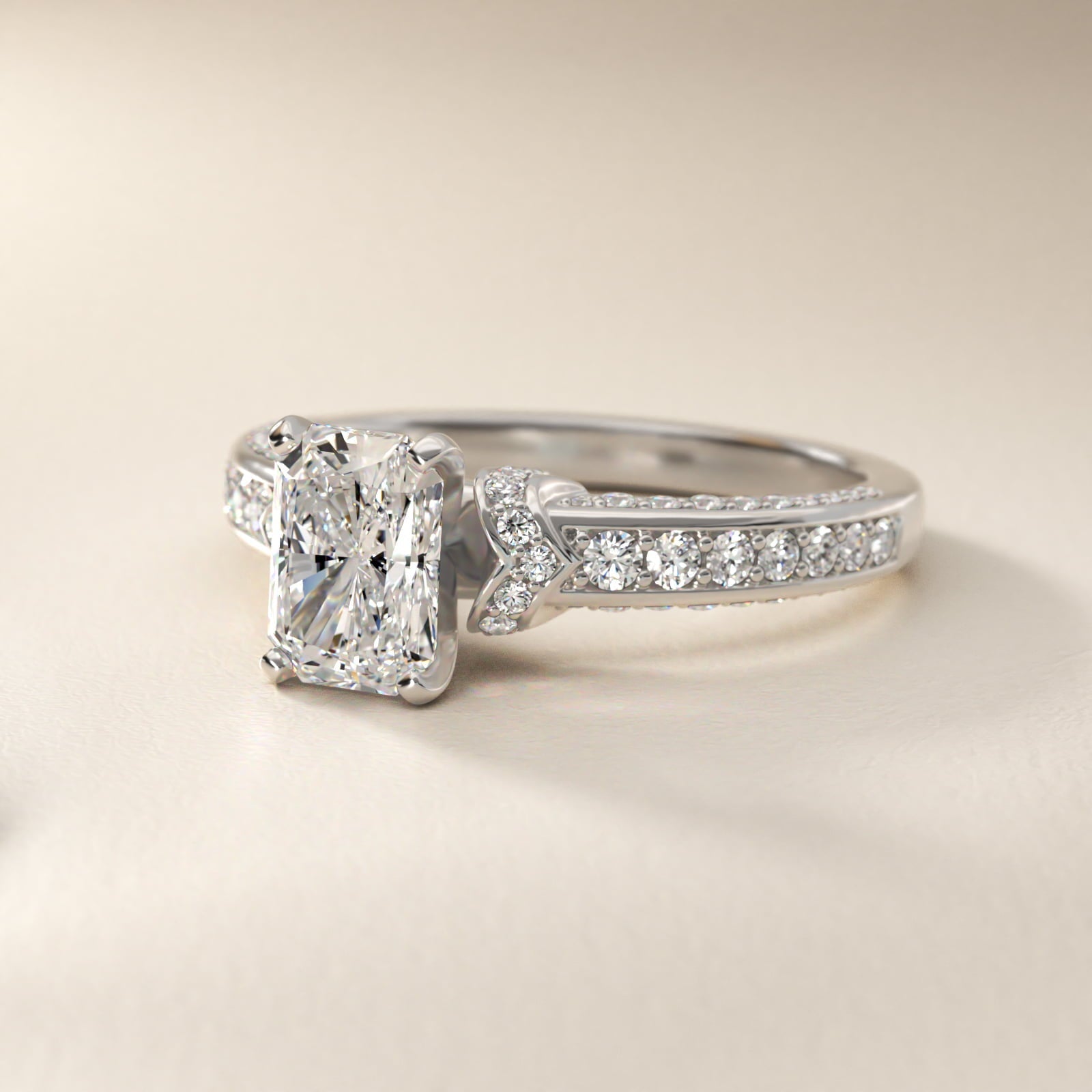 Blue Nile Studio Imperial Micropav? Diamond Engagement Ring in Platinum (3/8 ct. tw.) - Radiant Center