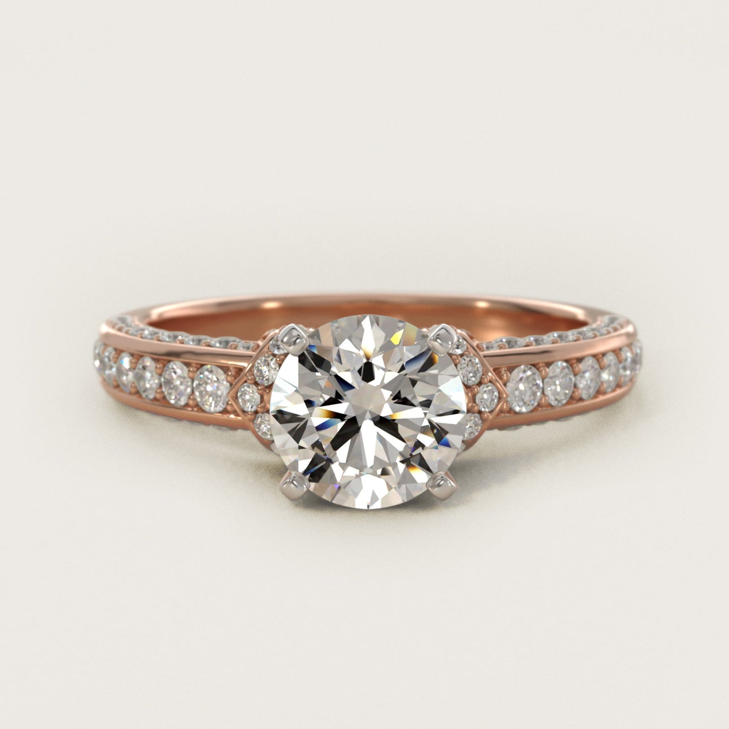 Blue Nile Studio Imperial MicropavŽ Diamond Engagement Ring in 14k Rose Gold (3/8 ct. tw.) - Round Center