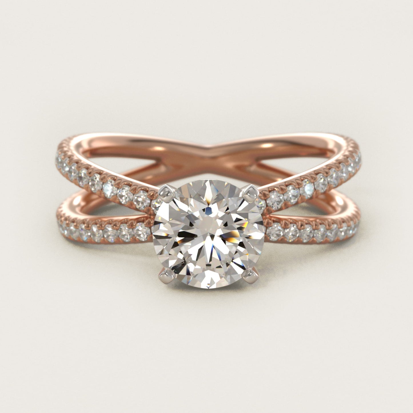 Blue Nile Studio Empress Diamond Engagement Ring in 18k Rose Gold (1/3 ct. tw.) - Round Center