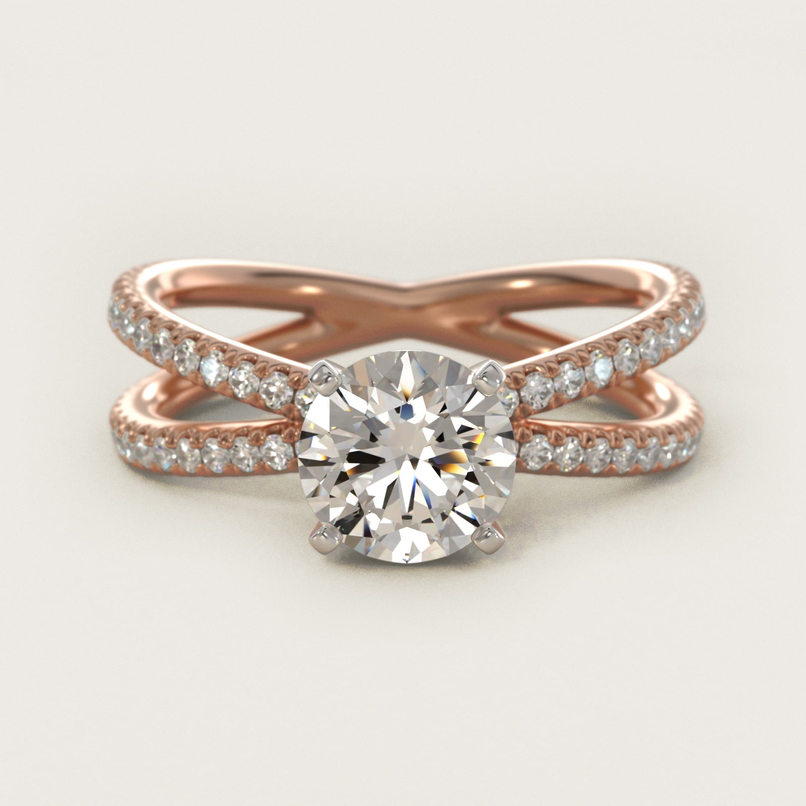 Blue Nile Studio Empress Diamond Engagement Ring in 18k Rose Gold (1/3 ct. tw.) - Round Center