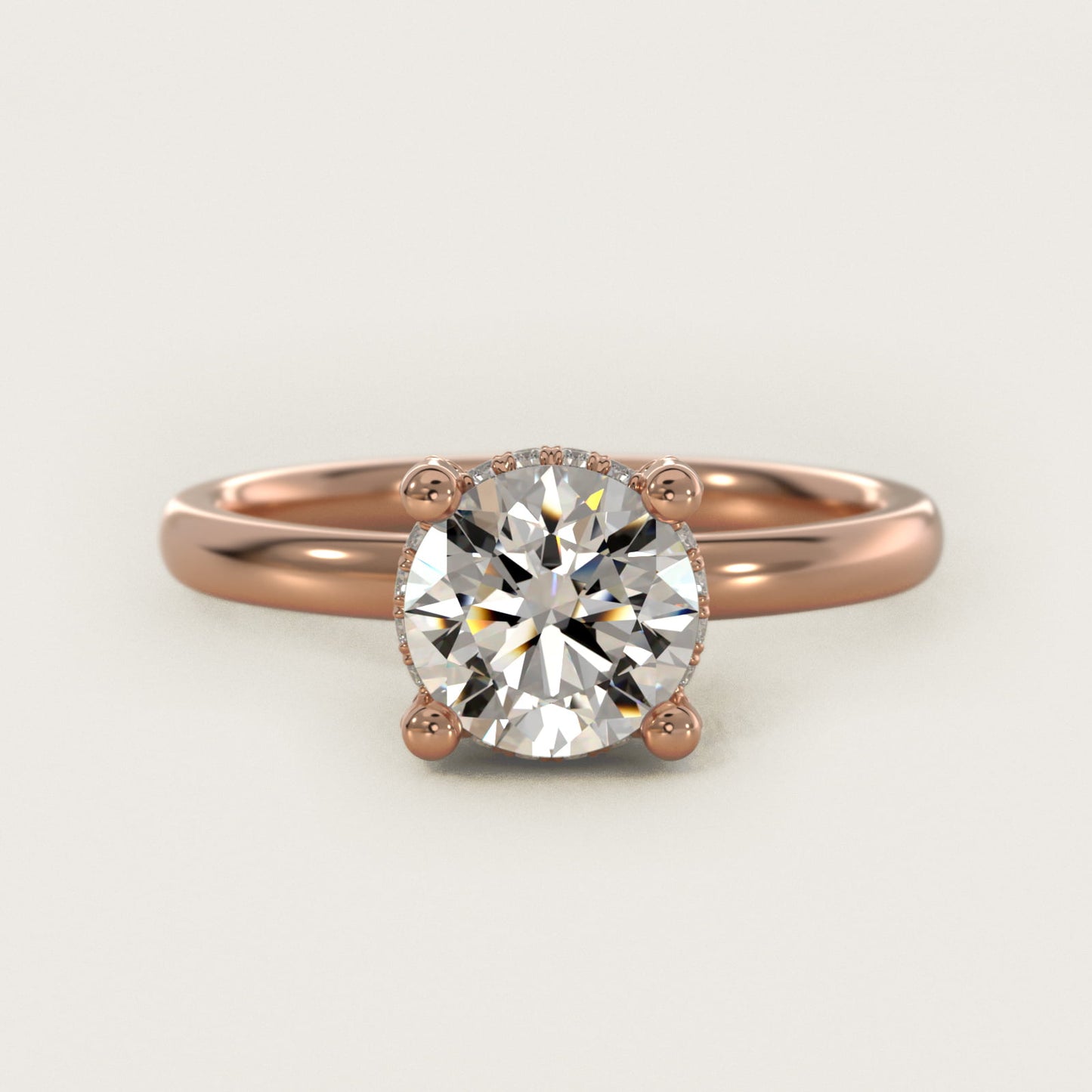 Blue Nile Studio French PavŽ Diamond Crown Solitaire Engagement Ring in 14k Rose Gold (1/6 ct. tw.) - Round Center