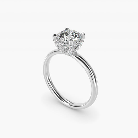 Blue Nile Studio French PavŽ Diamond Crown Solitaire Engagement Ring in 14k White Gold (1/6 ct. tw.) - Round Center