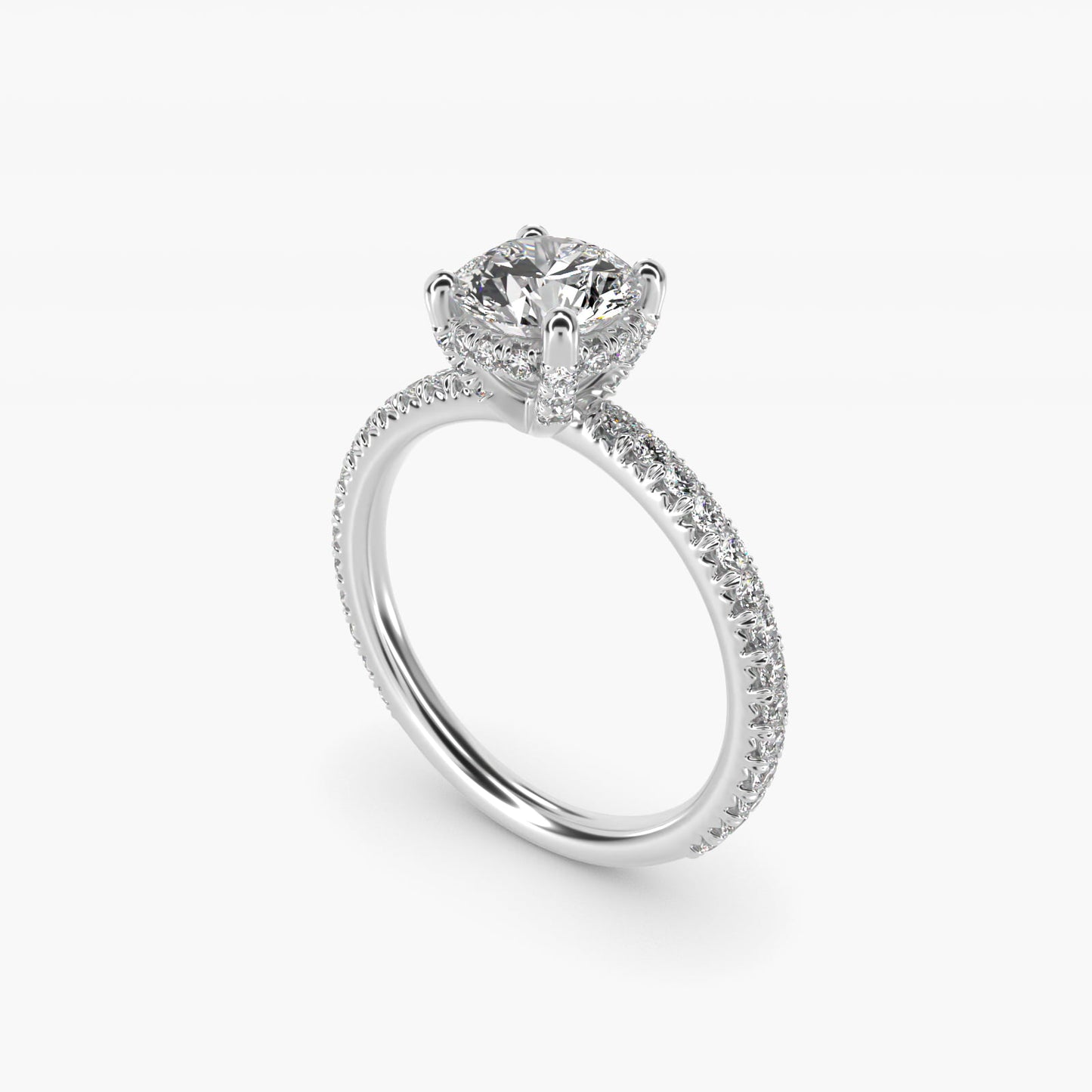 Blue Nile Studio Petite French PavŽ Crown Diamond Engagement Ring in 14K White Gold (1/3 ct. tw.) - Round Center