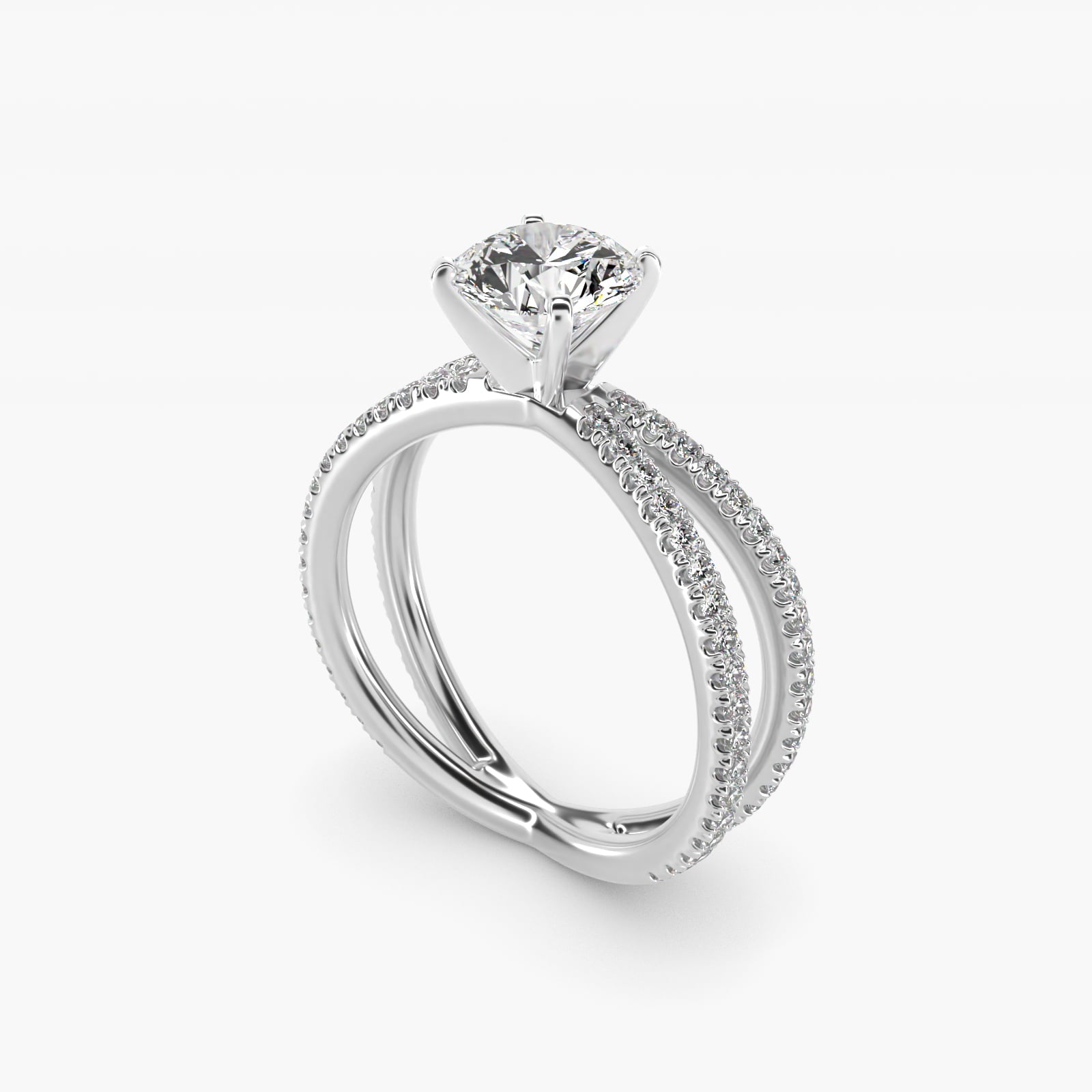 Blue Nile Studio Empress Diamond Engagement Ring in 18k White Gold (1/3 ct. tw.) - Round Center