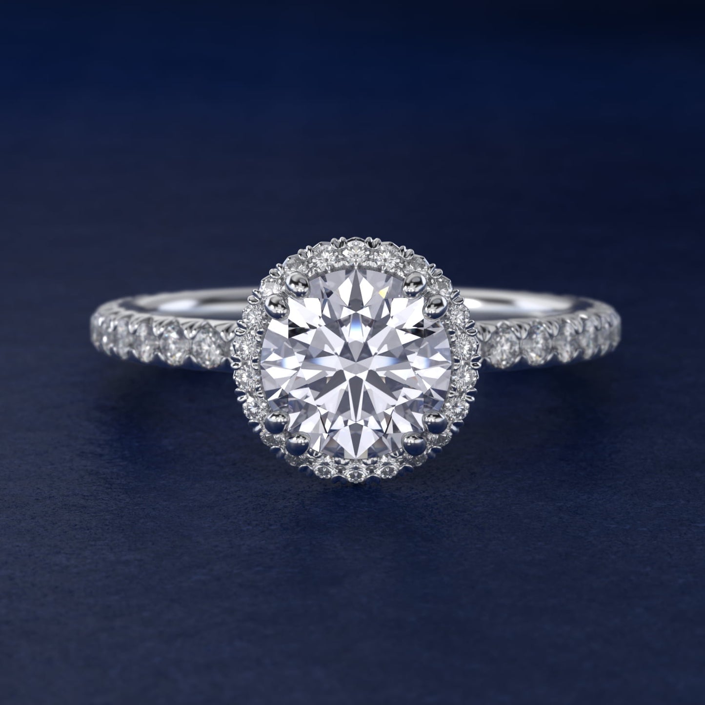 Blue Nile Studio Heiress Halo Diamond Engagement Ring in 14K White Gold - Round Center