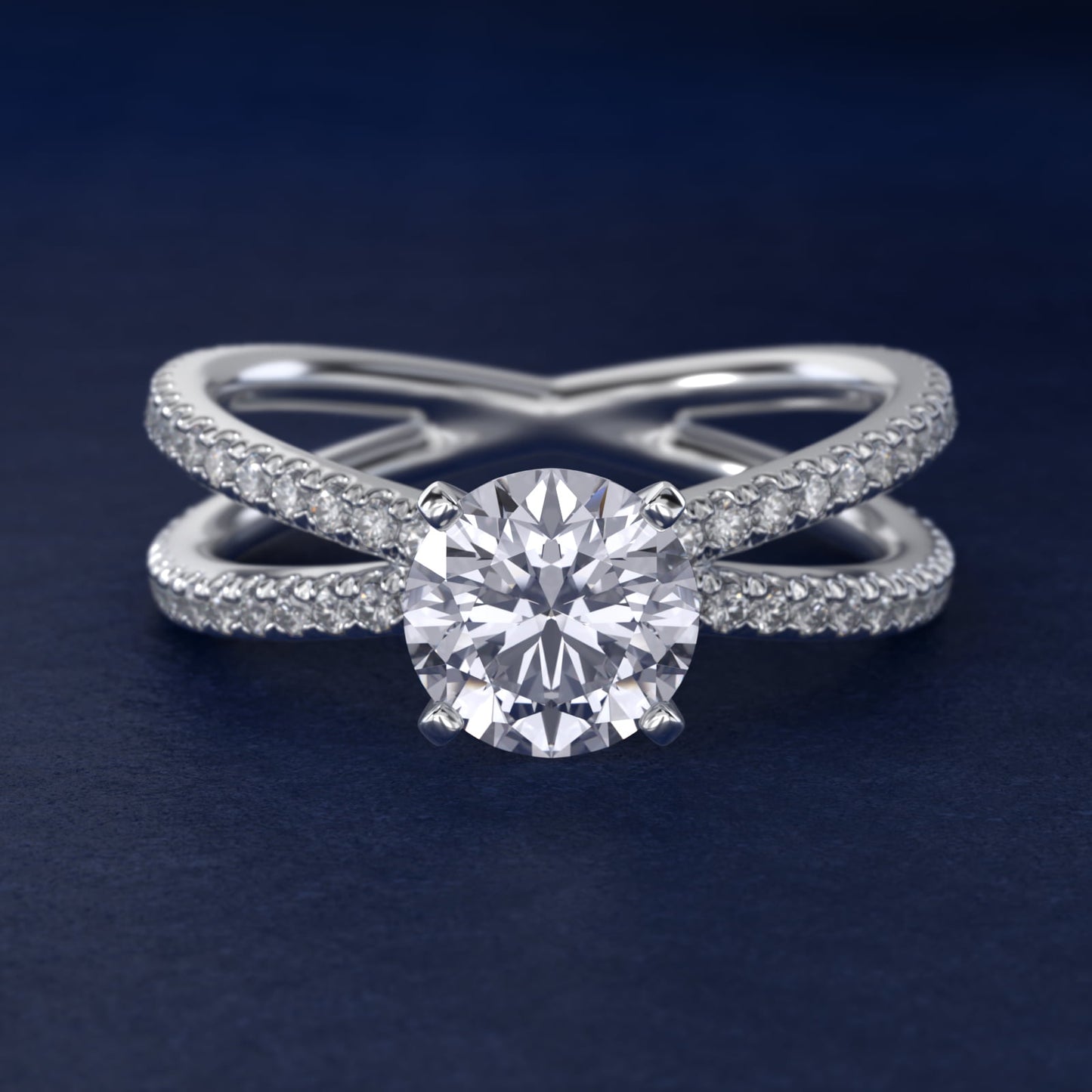 Blue Nile Studio Empress Diamond Engagement Ring in 14k White Gold (1/3 ct. tw.) - Round Center